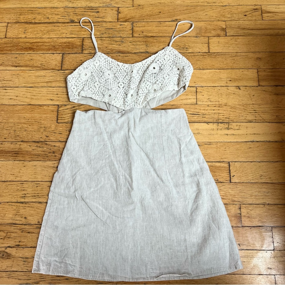 ZARA | Crochet Linen Cut Out Dress Medium
